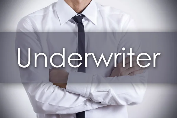 Underwriter - Jovem empresário com texto - conceito de negócio — Fotografia de Stock