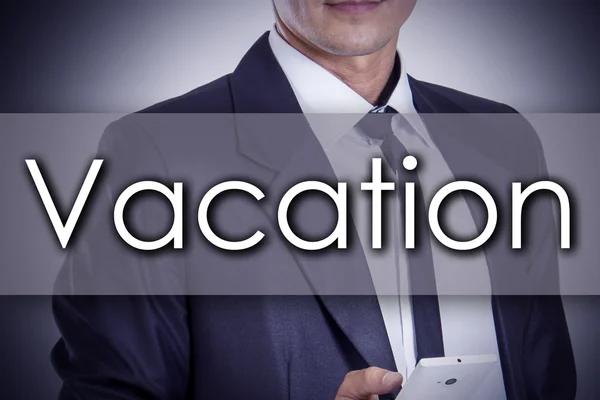 Vacation - Young businessman with text - business concept — Stock Photo, Image