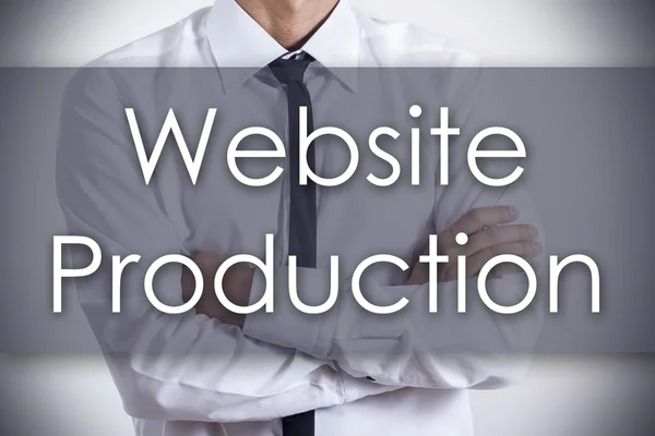 Website Production - Young businessman with text - business conc — Stock Photo, Image