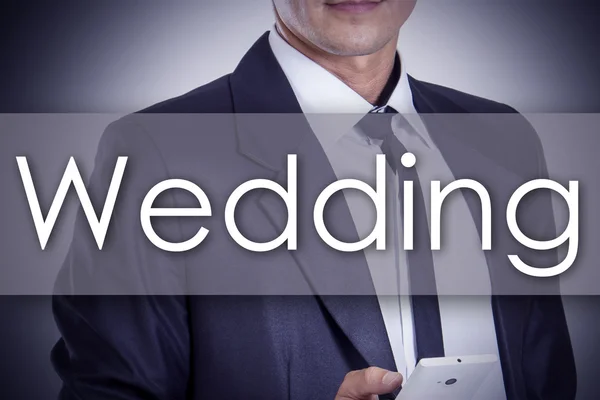 Casamento - Jovem empresário com texto - conceito de negócio — Fotografia de Stock