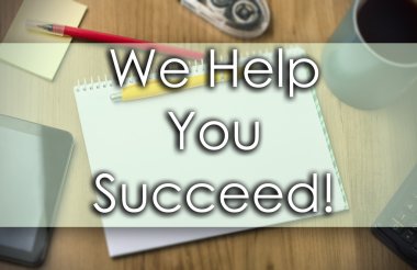 Biz başarılı yardımcı! -iş kavramı ile metin