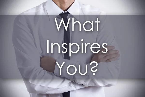What Inspires You? - Young businessman with text - business conc — 스톡 사진