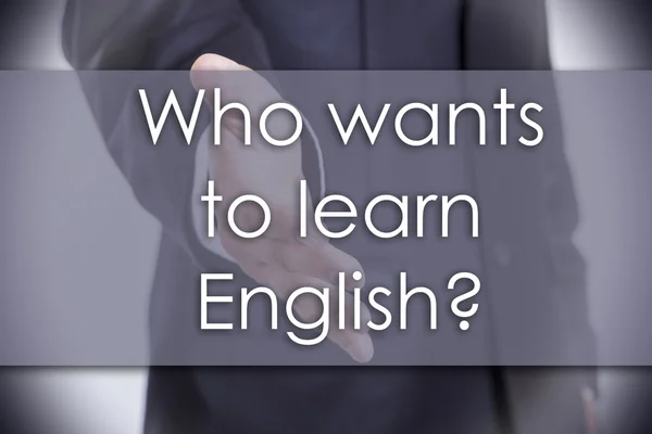 누가 영어를 배우고 싶어? -텍스트와 비즈니스 개념 — 스톡 사진