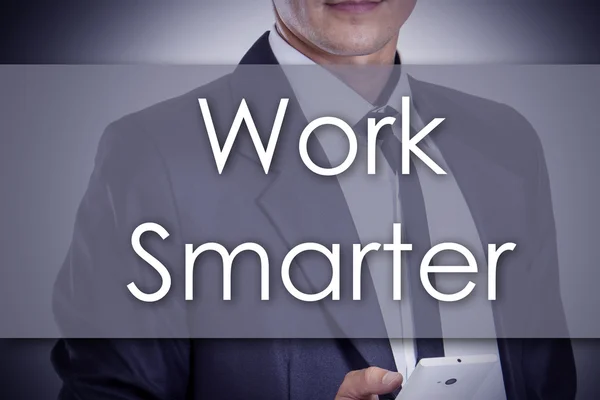 Work Smarter - Young businessman with text - business concept — Stock Photo, Image