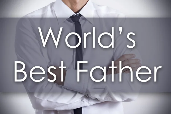 Mejor padre del mundo - Joven hombre de negocios con texto - negocio c — Foto de Stock