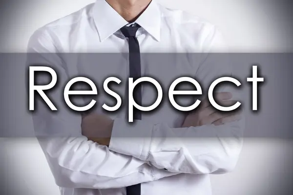 Respect - Jeune homme d'affaires avec texte - concept d'entreprise — Photo