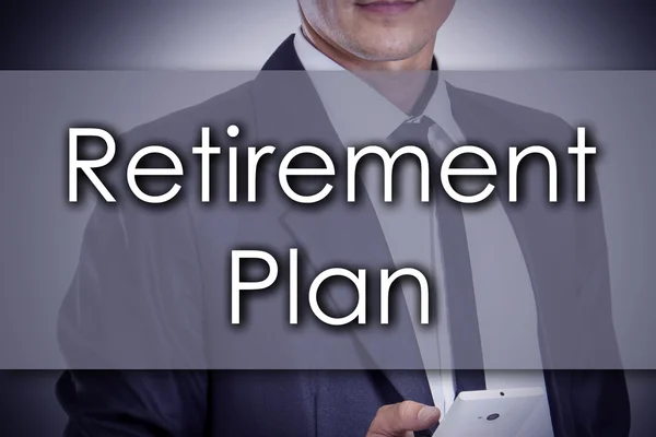 Retirement Plan - Young businessman with text - business concept — Stock Photo, Image