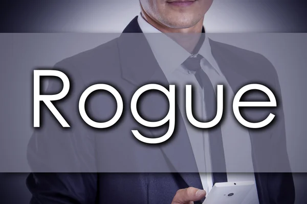Rogue - młody biznesmen z tekstem - koncepcja biznesowa — Zdjęcie stockowe