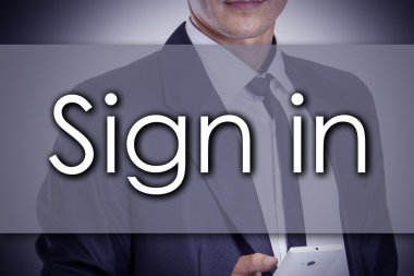 -Genç işadamı metin ile - iş kavramı içinde oturum