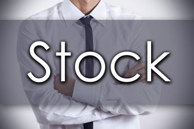 Stok - metin ile genç işadamı - iş kavramı