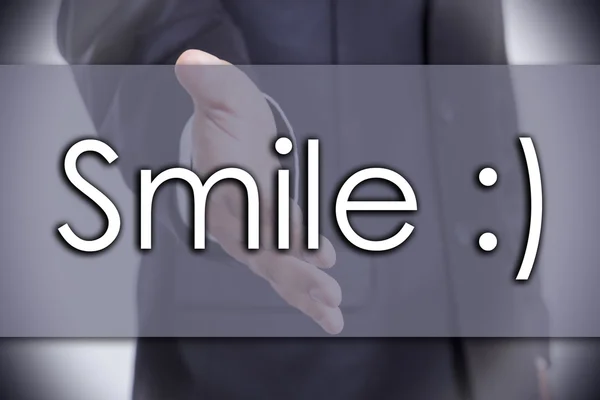 Smile :) - business concept with text — Stock Photo, Image