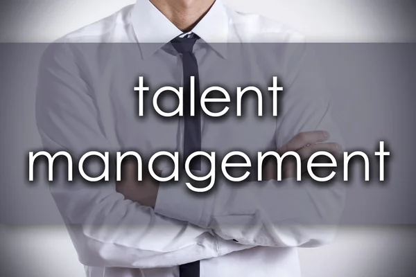 Talent management - ung affärsman med text - business conce — Stockfoto