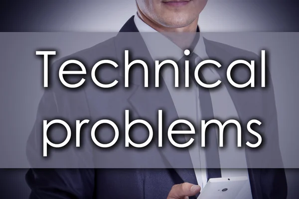 Technical problems - Young businessman with text - business conc — Stock Photo, Image