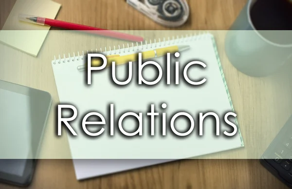 Public Relations - koncepcja biznesowa z tekstem — Zdjęcie stockowe