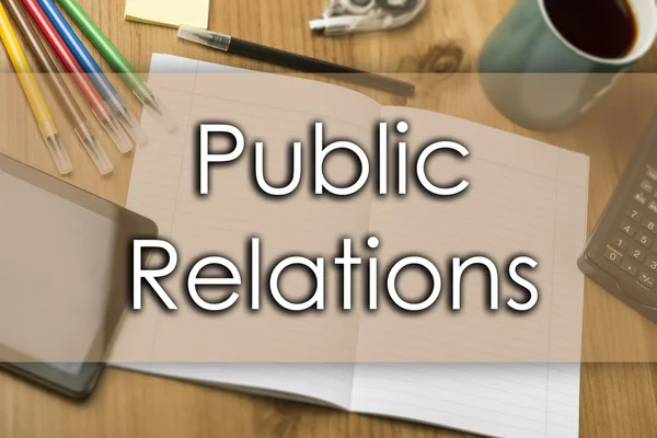 Public Relations - koncepcja biznesowa z tekstem — Zdjęcie stockowe