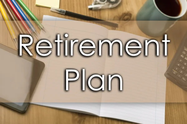 Penzijní plán - obchodní koncept s textem — Stock fotografie