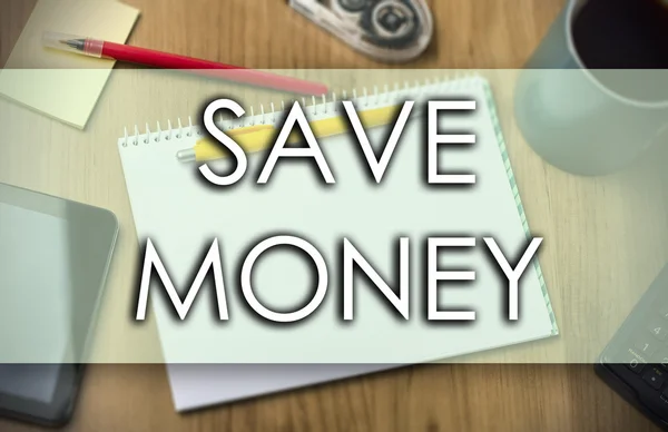 Geld sparen - Geschäftskonzept mit Text — Stockfoto