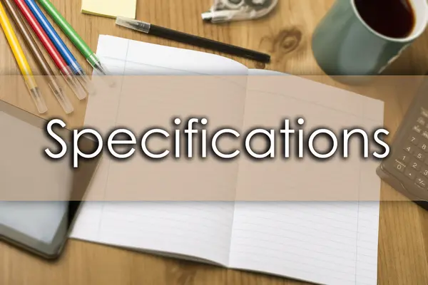 Specifications - business concept with text — Stock Photo, Image