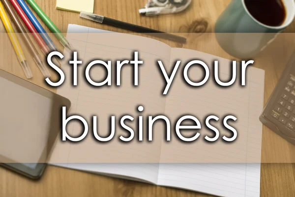 Rozpoczęcie biznesu - biznes koncepcja z tekstem — Zdjęcie stockowe