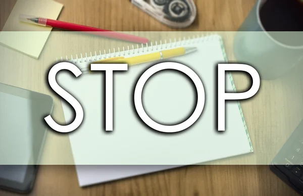 Stop - affärsidé med text — Stockfoto