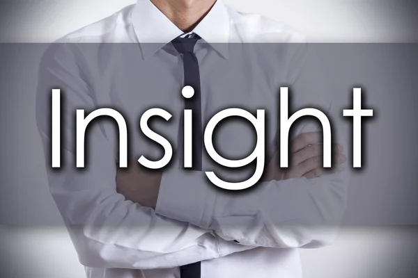Insight - fiatal üzletember szöveggel - üzleti koncepció — Stock Fotó
