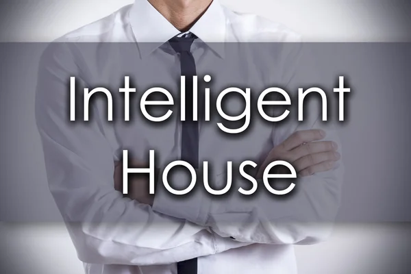 Intelligent House - Jeune homme d'affaires avec texte - business conce — Photo