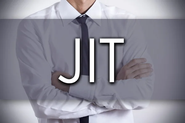 JIT - ung affärsman med text - affärsidé — Stockfoto