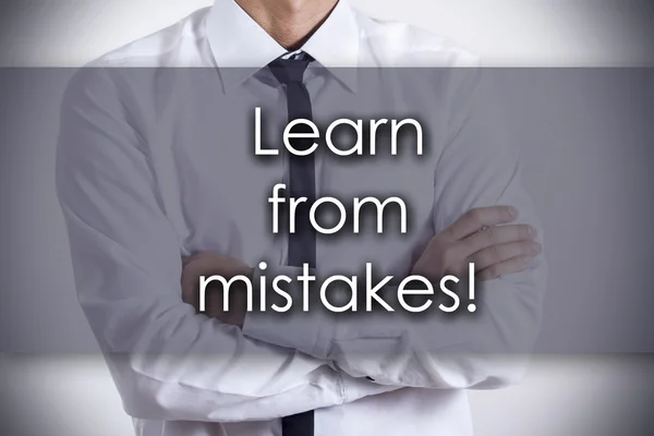 Tanulni a hibáiból! -A fiatal üzletember, a szöveg - co üzleti — Stock Fotó