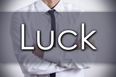 Şans - metin ile genç işadamı - iş kavramı