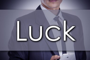 Şans - metin ile genç işadamı - iş kavramı