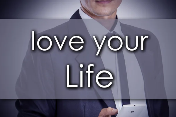 Hou van je leven - jonge zakenman met tekst - businessconcept — Stockfoto