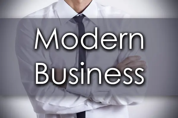Nowoczesny biznes - młody biznesmen z tekstem - biznes koncepcja — Zdjęcie stockowe