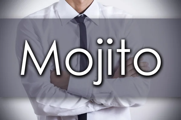 Mojito - młody biznesmen z tekstem - koncepcja biznesowa — Zdjęcie stockowe