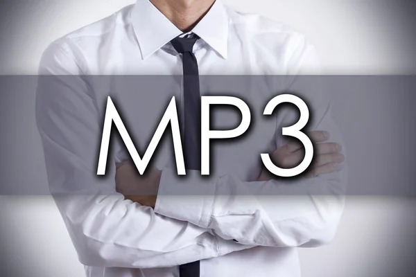 MP3 - Young businessman with text - business concept — Stock Photo, Image