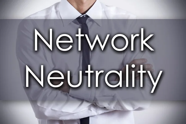 Network Neutrality - Young businessman with text - business conc — Stock Photo, Image