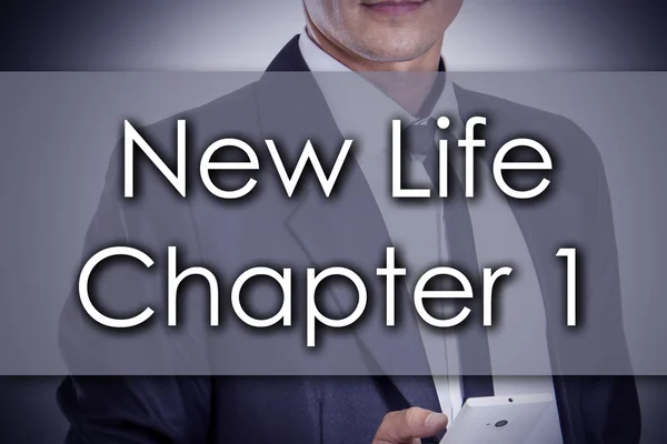 Nieuwe leven hoofdstuk 1 - jonge zakenman met tekst - business conc — Stockfoto
