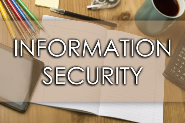 Bezpieczeństwa informacji - koncepcja biznesowa z tekstem — Zdjęcie stockowe