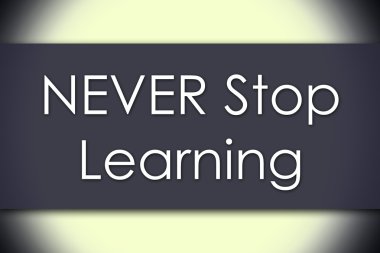 Asla durmak eğitim - iş kavramı ile metin