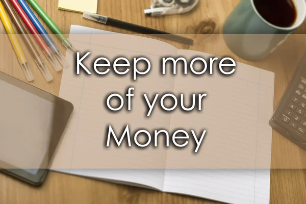 Zachować więcej pieniędzy - koncepcja biznesowa z tekstem — Zdjęcie stockowe