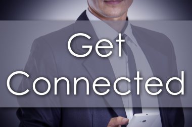 Bağlı - metin ile genç işadamı - iş kavramı almak