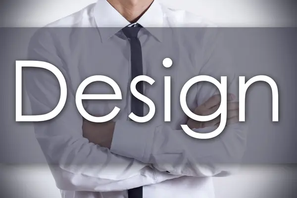 Design - Young businessman with text - business concept — Stock Photo, Image