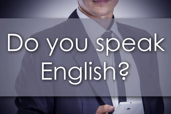Spreek je Engels? -Jonge zakenman met tekst - bedrijf c — Stockfoto