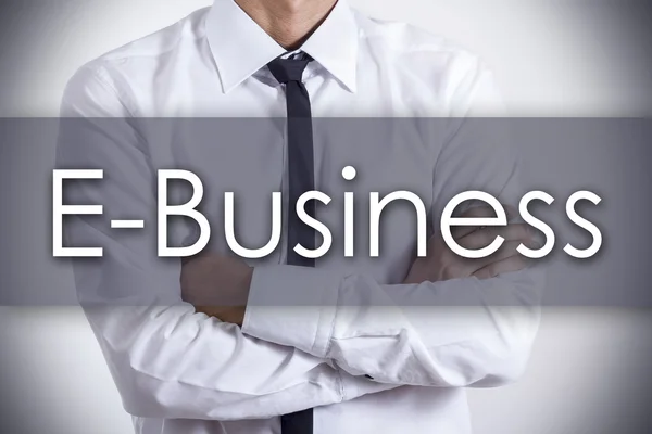 E-Business - Joven empresario con texto - concepto de negocio — Foto de Stock