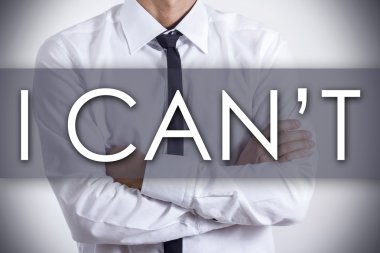 -Genç işadamı metin ile - iş kavramı yapamam