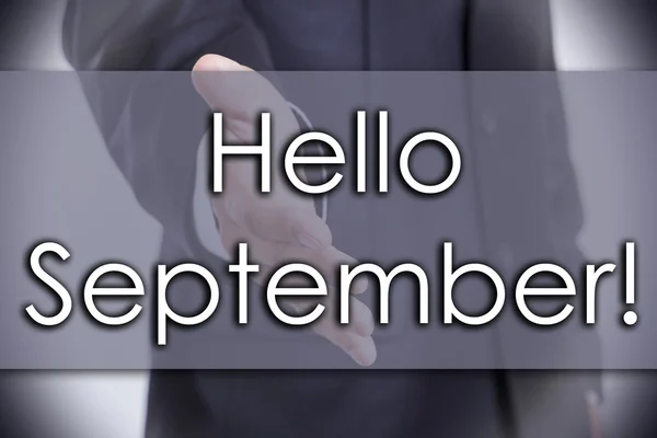 Ciao settembre! - concetto di impresa con testo — Foto Stock
