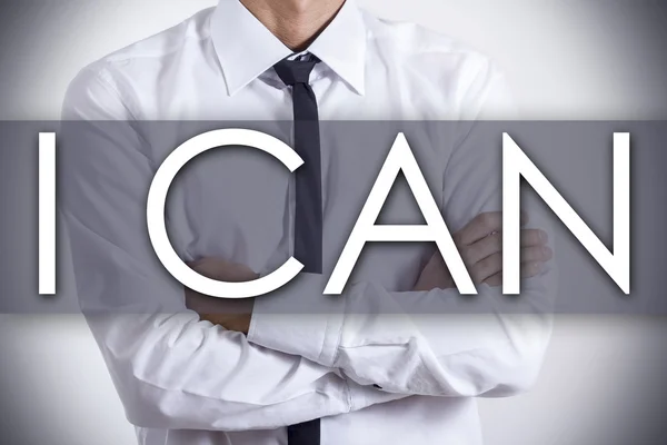 I CAN - Young businessman with text - business concept — Stock Photo, Image