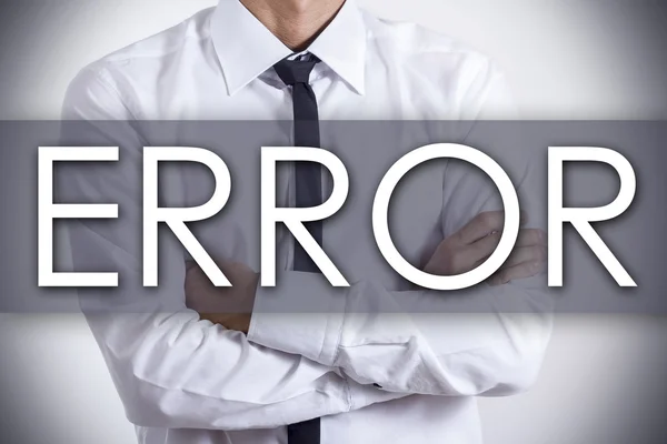 ERROR - Joven empresario con texto - concepto empresarial — Foto de Stock