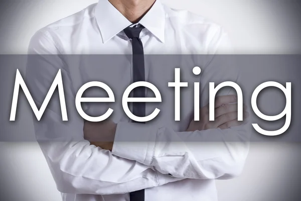 Meeting - Young businessman with text - business concept — Stock Photo, Image