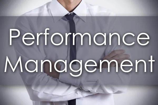 Performance Management - ung affärsman med text - business — Stockfoto