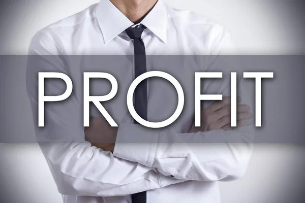 PROFIT - Joven empresario con texto - concepto de negocio — Foto de Stock